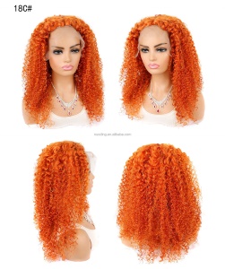 Perruque en fibre synthétique 20 pouces avec dentelle frontale cheveux bouclés