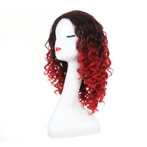 Cap de perruque en fibre synthétique rouge Deep Wave 20 pouces