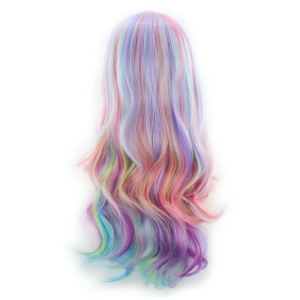 Perruque  synthétique cosplay  aux cheveux ondulés et colorés