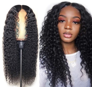 Perruque en fibre synthétique aux cheveux longs et bouclés
