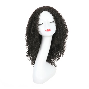 Cap de Perruque Femmes Cheveux noirs frisés synthétiques sans lace 20 pouces