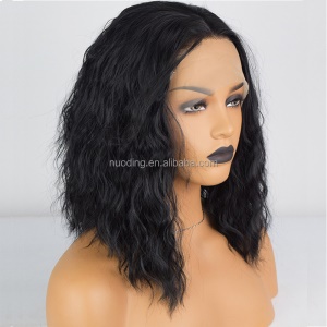 Perruque noir bouclée en fibre synthétique avec dentelle avant eveux noir devant dentelle Naturellement bouclés