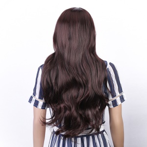 Perruque synthétique aux cheveux longs et ondulés