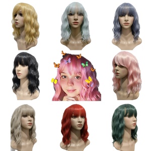 Perruque synthétique aux cheveux bouclés  résistant à la chaleur 14 pouces