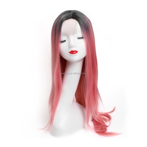 Perruque en fibre de haute température 32 pouces cheveux raides Lace frontale
