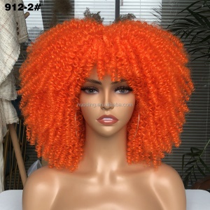 Perruque à fibre synthétique aux cheveux bouclés sans dentelle 10 pouces