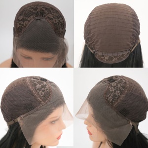 Perruque synthétique en dentelle  avec cheveux longs bouclés épais et doux