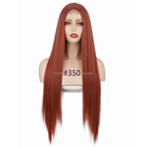 Perruque synthétique lisse de 28 pouces avec  dentelle devant ,noire, douce et résistante à la chaleur