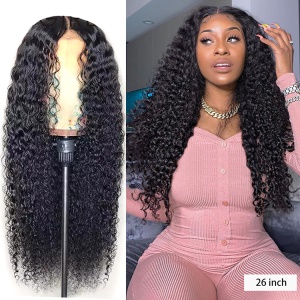 Perruque en fibre synthétique aux cheveux longs et bouclés