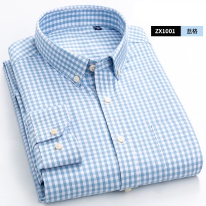 Chemises homme décontractées avec manches longues en coton avec petit carreaux
