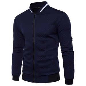 Hommes vestes casual blouson à carreaux zippé col montant
