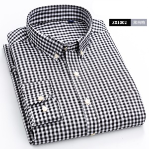 Chemises homme décontractées avec manches longues en coton avec petit carreaux