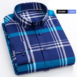Chemises homme décontractées avec manches longues en coton avec petit carreaux
