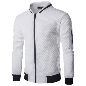 Hommes vestes casual blouson à carreaux zippé col montant