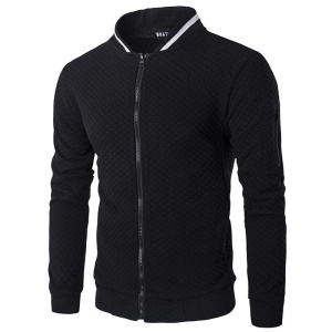 Hommes vestes casual blouson à carreaux zippé col montant