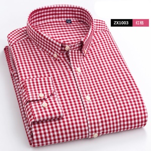 Chemises homme décontractées avec manches longues en coton avec petit carreaux