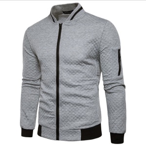 Hommes vestes casual blouson à carreaux zippé col montant