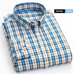 Chemises homme décontractées avec manches longues en coton avec petit carreaux