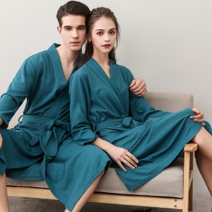Peignoir pour couple en fibre hydrophile absorbant et confortable