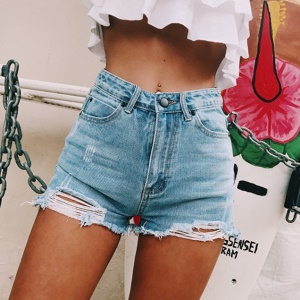 Short en denim pour femmes taille haute sexy