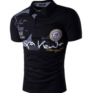 Polo homme à manches courtes revers imprimé coton