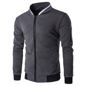 Hommes vestes casual blouson à carreaux zippé col montant