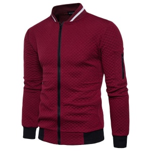 Hommes vestes casual blouson à carreaux zippé col montant
