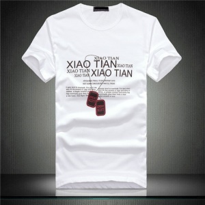T-shirt en coton manches courtes pour hommes imprimé col rond