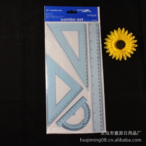 Lot de 4 pièces de règles en plastique (règle triangulaire，règle droite et rapporteur) Ensemble de 5 lots