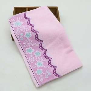 Serviettes de toilette avec jacquard dentelle lot de 5pcs épaissie douce et absorbante
