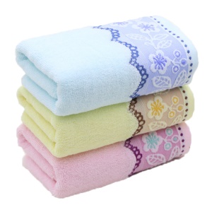 Serviettes de toilette avec jacquard dentelle lot de 5pcs épaissie douce et absorbante