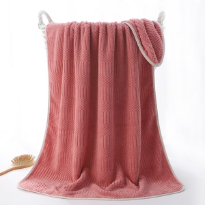 Ensemble de serviettes en peluche corail 2 serviettes visage + 1 serviette de bain absorbante et douce