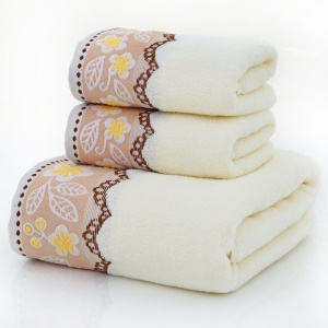 Ensemble de serviettes 2 serviettes visage + 1 serviette de bain en coton pur