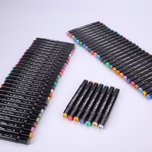 Ensemble de feutres marqueurs à deux têtes en plastique de 48 couleurs