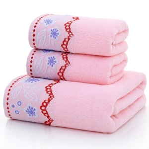 Ensemble de serviettes 2 serviettes visage + 1 serviette de bain en coton pur