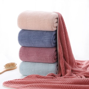 Ensemble de serviettes en peluche corail 2 serviettes visage + 1 serviette de bain absorbante et douce