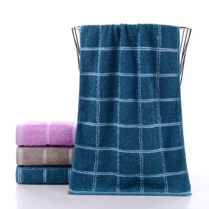 Serviette de toilette lot de 5pcs en polyester et coton à carreaux doux