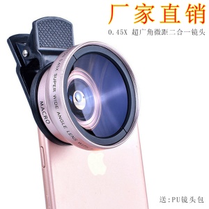 Objectif pour téléphone mobile 0.45X grand angle + macro 2 en 1 49mmUV