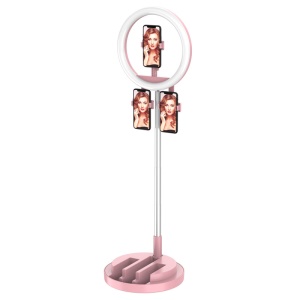 Support de téléphone portable pliant et réglable avec 3 positions et LED anneau lumineux de remplissage