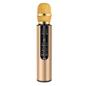 Microphone Karaoké Bluetooth haut parleur intégré en alliage d'aluminium Réduction intelligente du bruit