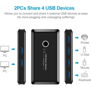 Commutateur USB 3.0 4 ports noir