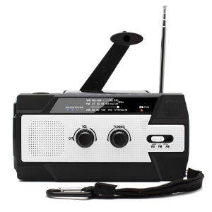 Radio multifonctionnelle d'extérieur Radio solaire à manivelle SOS alarme LED lumière Sortie USB pour charge batterie