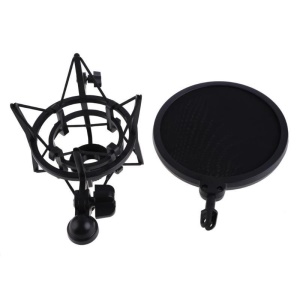 JPMIC support de microphone anticrash en plastique avec anti-pop filtre