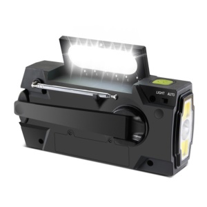 Radio multifonctionnelle d'extérieur Radio solaire à manivelle SOS alarme LED lumière Sortie USB pour charge batterie