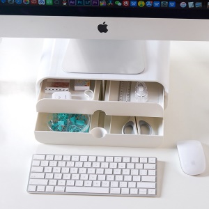 Support moniteur PC à casier de rangement en ABS