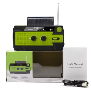 Radio multifonctionnelle d'extérieur Radio solaire à manivelle SOS alarme LED lumière Sortie USB pour charge batterie