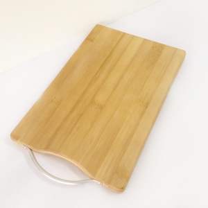 Planche à découper écologique et non toxique en bois de bambou et manche en acier