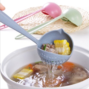 cuillère de cuisine passoire  à double usage en plastique incurvée