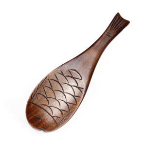 Cuillère à riz en bois de Nan en forme de poisson Sculptée à la main