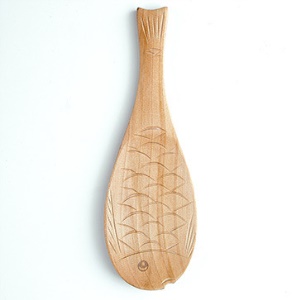 Cuillère à riz en bois de Nan en forme de poisson Sculptée à la main